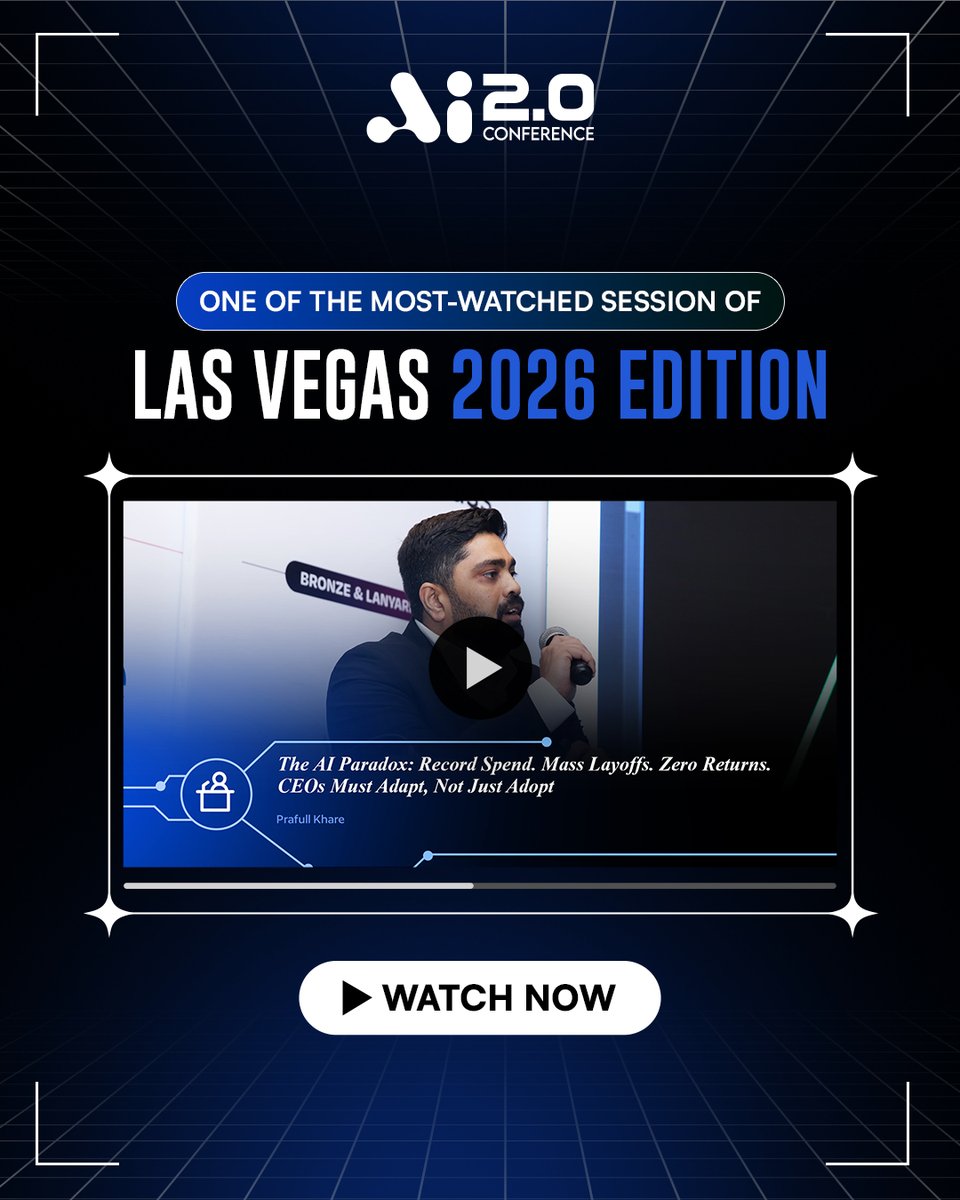 ai2conf's tweet photo. Record AI spending. Mass layoffs. Little return.
The most-watched session from AI 2.0 Conference, Las Vegas edition, explores why CEOs must do more than adopt AI. They must adapt their businesses to it.
▶️ Watch now: https://t.co/4neXS4iIrx
#AI2Conf #AILeadership https://t.co/zaOV6HzNta