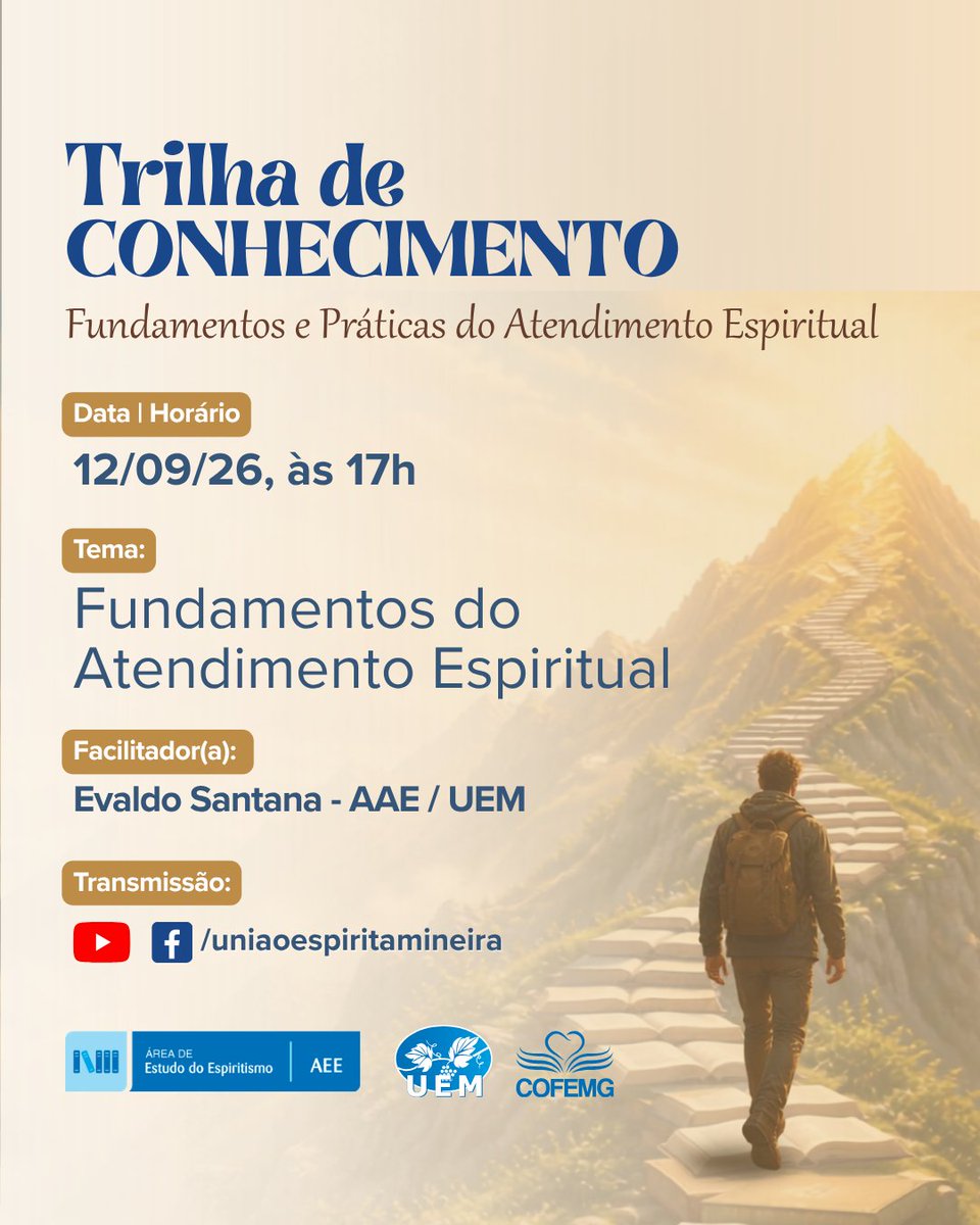 uemmg's tweet photo. Formação continuada para trabalhadores do Atendimento Espiritual no Centro Espírita.
Saiba mais: https://t.co/H9QRhXSAKK
🗓️ 12/09, às 17h
📚Tema: Fundamentos do Atendimento Espiritual
📲 YouTube e Facebook da UEM
#AAE #AtendimentoEspiritual #uemmg https://t.co/QV8ULrnZCN