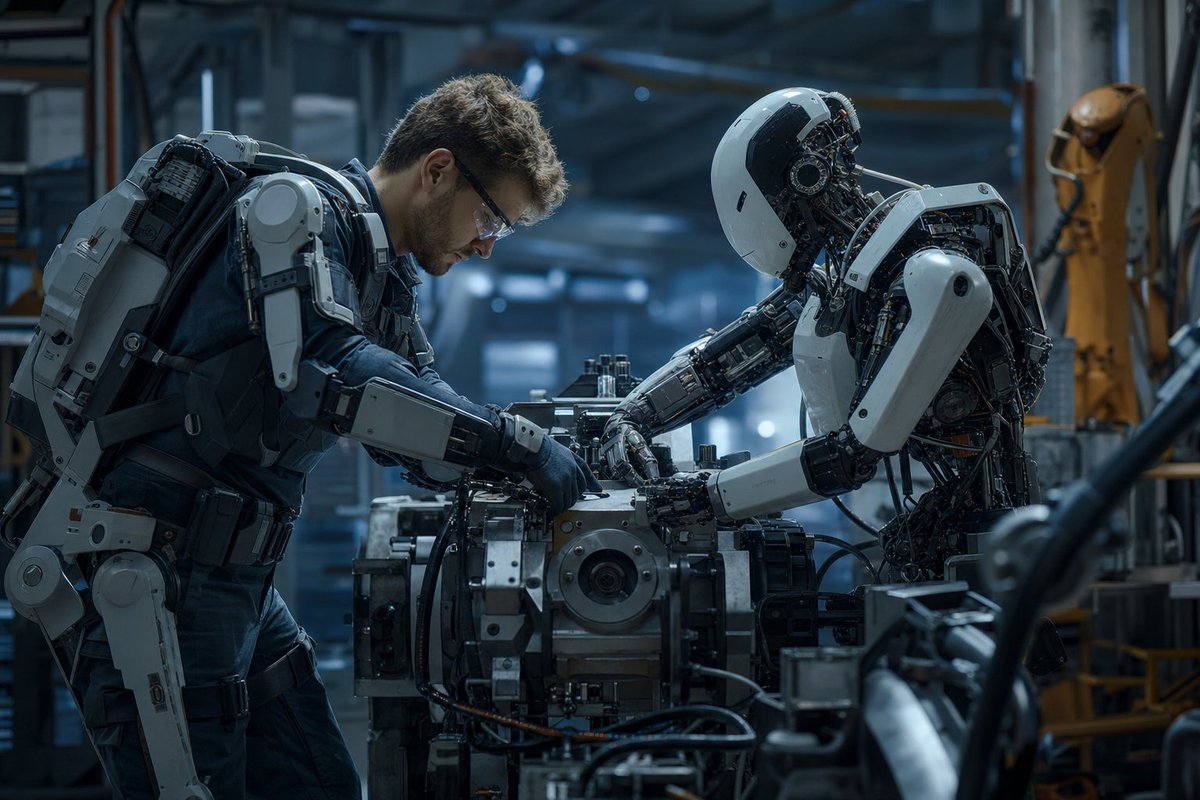 naveenscs's tweet photo. While humanoid robots become more capable, humans themselves are getting augmented:

prosthetics, exoskeletons, wearables, AR.

The two trends are about to converge in interesting ways.

#HumanAugmentation #AI #FutureTech https://t.co/2CizvVZAoc