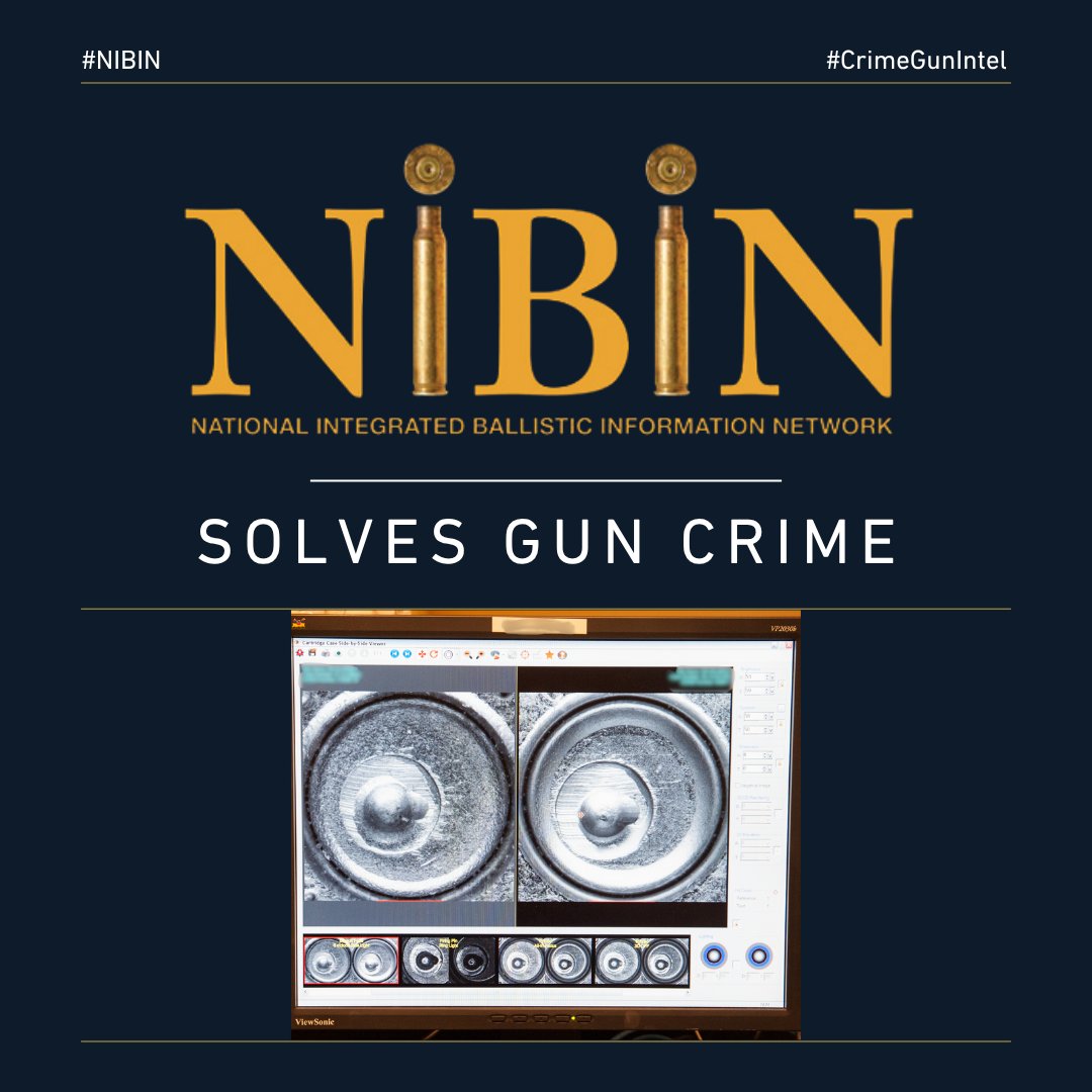 ATFHQ's tweet photo. NIBIN Win: After a 2023 shooting left a victim wounded, investigators had only four cartridge cases, a first name, and grainy surveillance footage. Months later, a BOLO stop turned up a 9mm pistol on a convicted felon with an active warrant. A #NIBIN test linked that gun straight to the 2023 shooting, giving state prosecutors what they needed for an indictment. In July 2026, the suspect was convicted and sentenced to 16 years. #CrimeGunIntel @ATFNashville