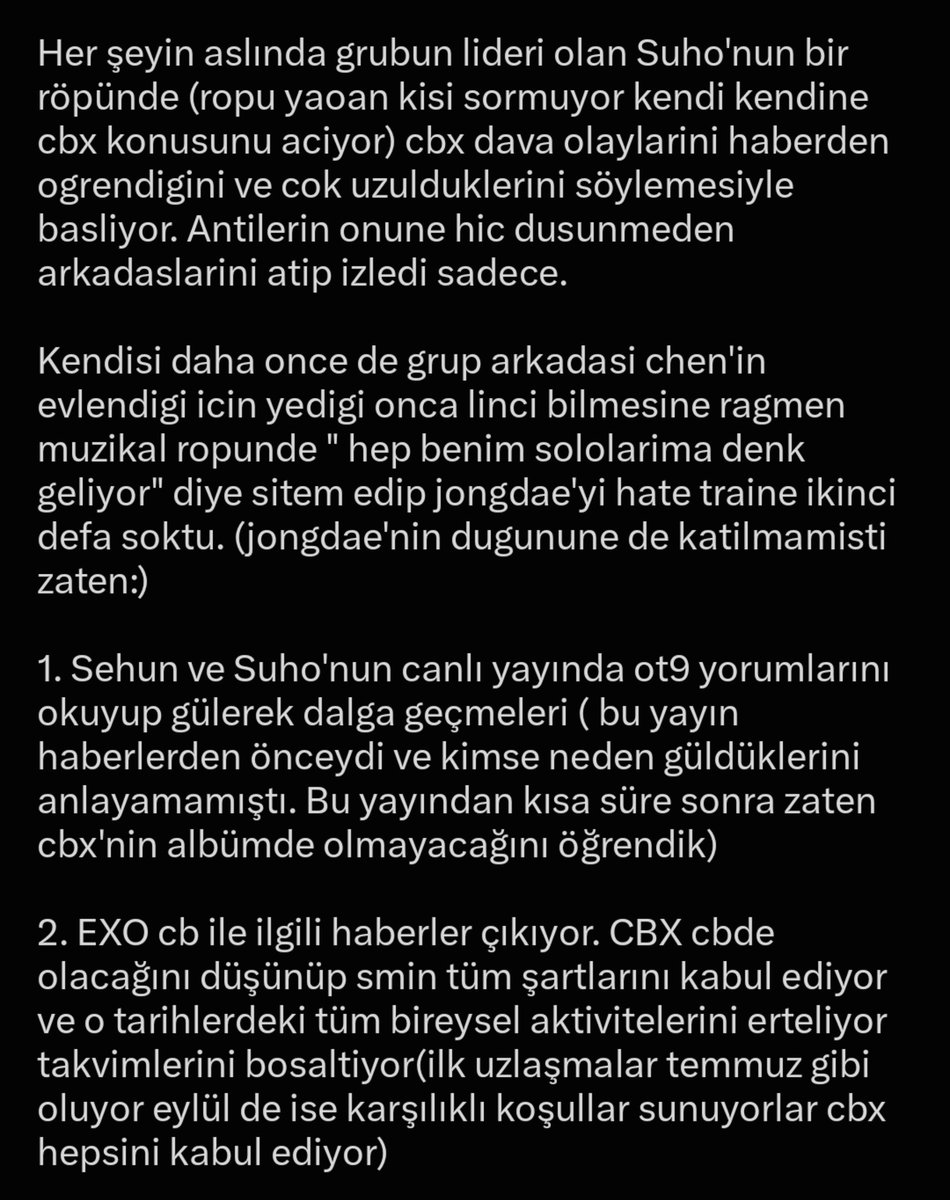 kybachira's tweet photo. exo'dan neden nefret ettiğimizi merak edenler için özet niteliğinde (gerçekten elediğimiz çok olayı var) kücük bir belgesel 😺

(Bu olaylar yasanirken cbx'nin kalanlar hakkında en ufak kotu bir soz, imada bulunmadığını da bilerek okuyun) https://t.co/u0fRx9rBBt