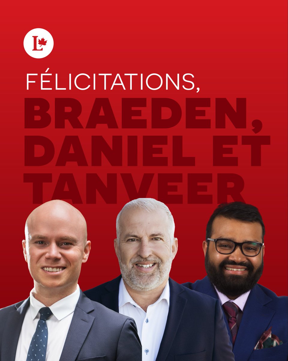 Sachitmehra's tweet photo. Nous sommes heureux d’accueillir Tanveer, Daniel et Braeden comme nouveaux députés libéraux et de continuer à bâtir l’équipe forte dont les Canadiennes et les Canadiens ont besoin pour faire face à ce moment.

Les résultats d'hier soir témoignent du travail acharné de nos candidats et de nos bénévoles, de la force de notre parti et de l’appui grandissant au plan de Mark Carney visant à bâtir un Canada fort.