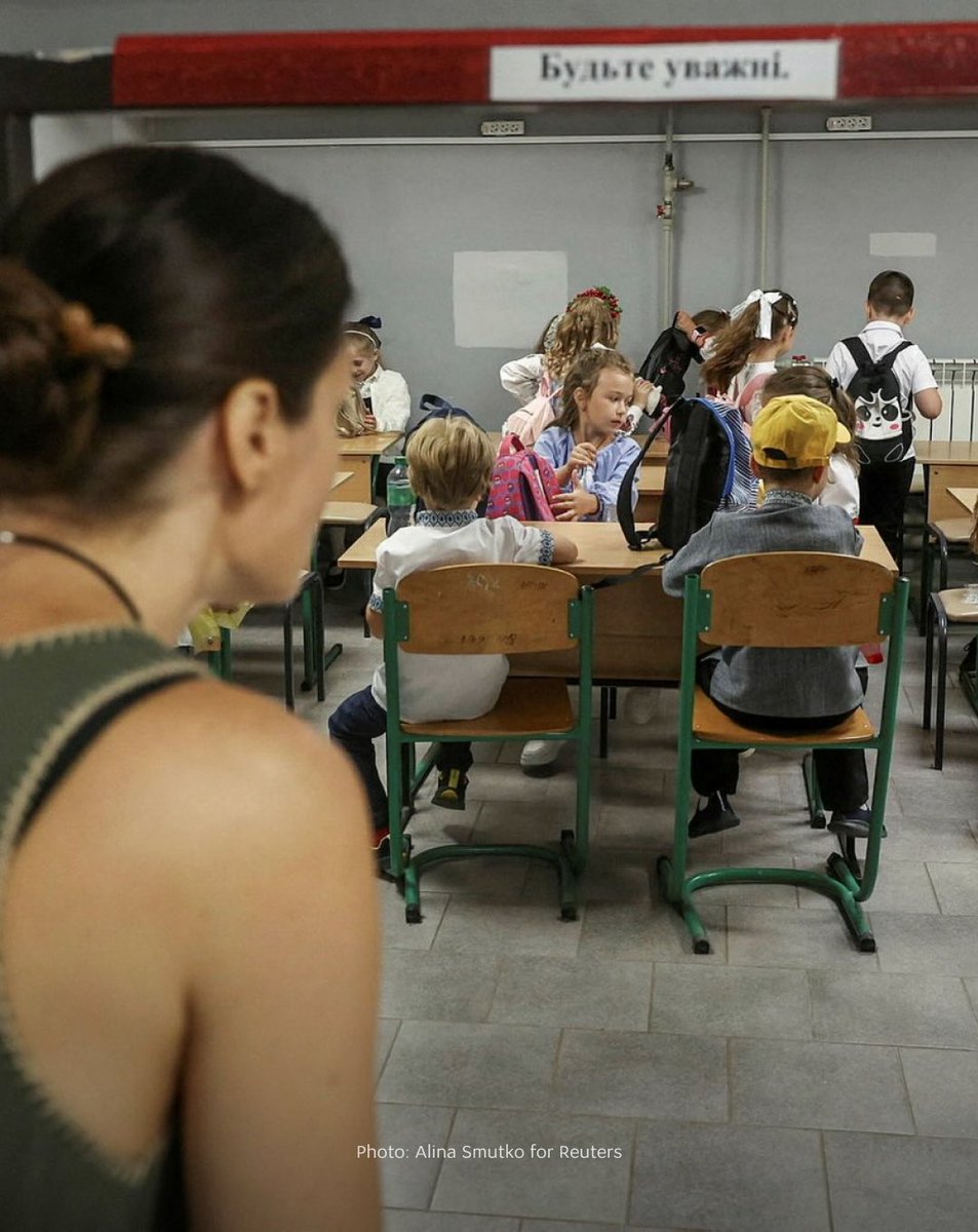 MFA_Ukraine's tweet photo. Today is the first day of the new school year in Ukraine. And today, Russia attacked Ukrainian cities once again. 

For many Ukrainian children, war has been part of everyday life for as long as they can remember. Children now transitioning from primary school to secondary school have never lived and studied without the realities of Russia’s full-scale war: air raid alarms and the need to hurry to shelters, blackouts, and disrupted lessons.

Yet, despite everything, Ukrainian children keep learning, growing, playing, and dreaming. Teachers keep helping children discover the world, gain knowledge, and believe in themselves. Schools remain places where Ukrainian kids can learn, make friends and look towards a future beyond war.

Education in Ukraine does not stop – and neither does Ukraine’s belief in its children and their future.