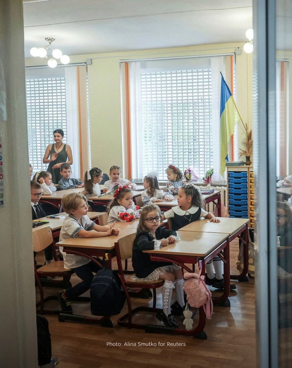 MFA_Ukraine's tweet photo. Today is the first day of the new school year in Ukraine. And today, Russia attacked Ukrainian cities once again. 

For many Ukrainian children, war has been part of everyday life for as long as they can remember. Children now transitioning from primary school to secondary school have never lived and studied without the realities of Russia’s full-scale war: air raid alarms and the need to hurry to shelters, blackouts, and disrupted lessons.

Yet, despite everything, Ukrainian children keep learning, growing, playing, and dreaming. Teachers keep helping children discover the world, gain knowledge, and believe in themselves. Schools remain places where Ukrainian kids can learn, make friends and look towards a future beyond war.

Education in Ukraine does not stop – and neither does Ukraine’s belief in its children and their future.