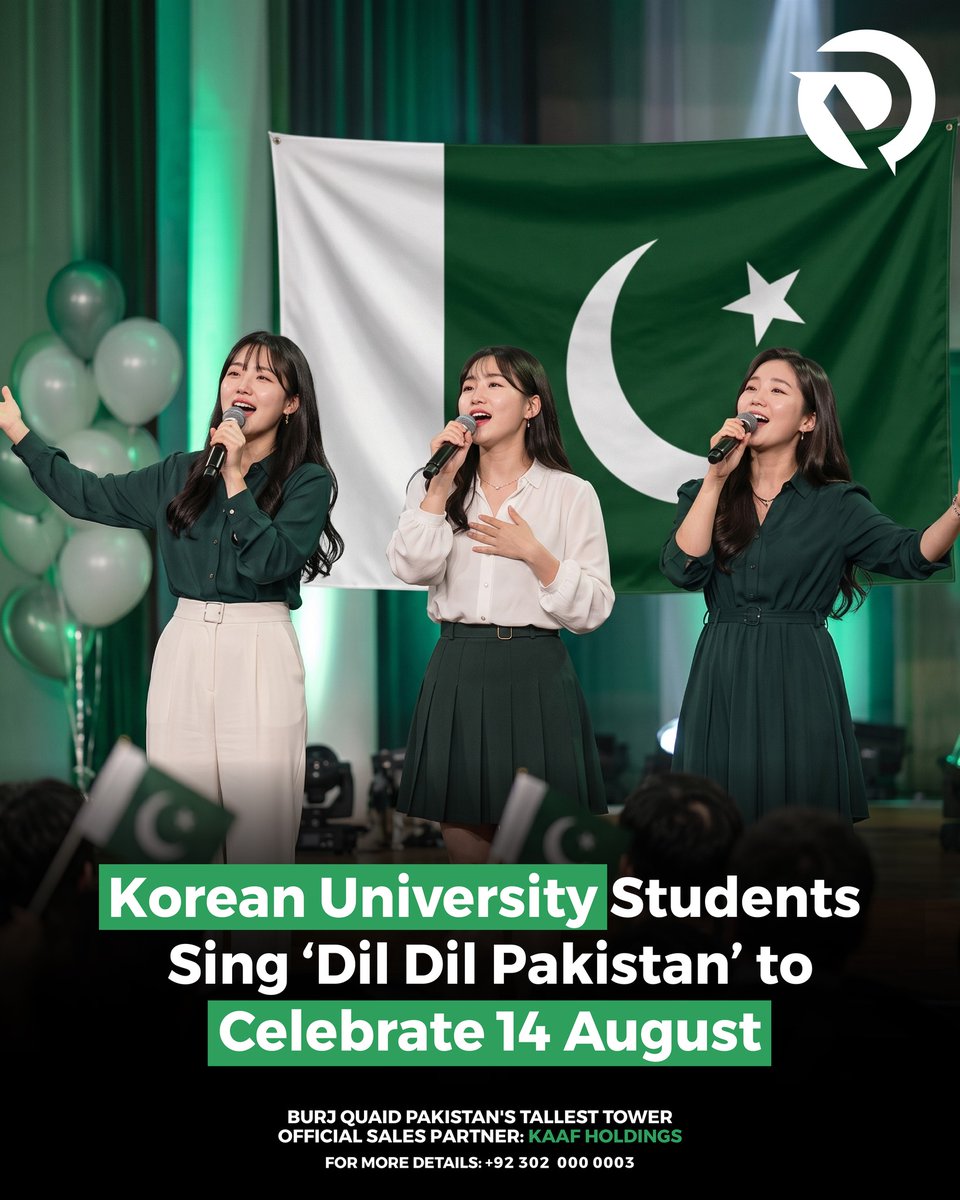 MARXELT's tweet photo. Korean university students won hearts online by singing Pakistan’s iconic patriotic song “Dil Dil Pakistan” during Independence Day celebrations in South Korea, earning praise from Pakistanis across social media. https://t.co/GvMHJjr8cy