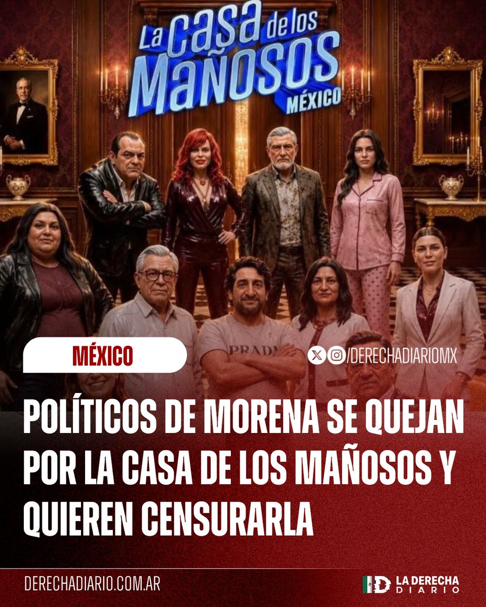 DerechaDiarioMX's tweet photo. 🚨🇲🇽 | LES ARDIÓ: Morena presentó una queja ante el INE para buscar censurar el programa de TV Azteca de sátira política "La Casa de los Mañosos", porque les molesta que los critiquen y exhiban con un toque de humor a nivel nacional. https://t.co/8xxkrcokZM