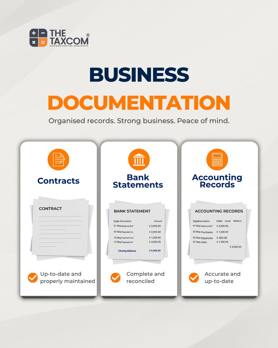 TheTaxCom's tweet photo. If HMRC contacted you tomorrow, would your records be ready?

VAT records ✓
PAYE records ✓
RTI submissions ✓
Contracts ✓
Bank statements ✓
Accounting records ✓
Good records give you a stronger starting point when HMRC starts asking questions.
Are you investigation ready? https://t.co/U7oxiUcU6W