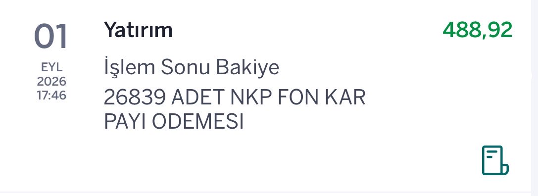 borsada2399069's tweet photo. #NKP  kar payı ödemesi yatmış.
#THF fonunda değerlendirilecek 
#PHF fonu için hedeflediğim tutara ulaştım ve sattım onunla Tüpraş almayı planlıyorum yatırım tavsiyesi değildir. https://t.co/kpZmfB4XEf