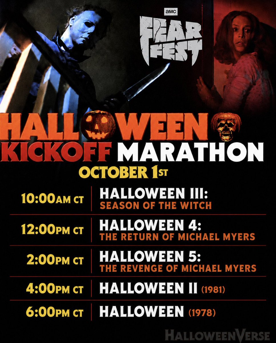 HalloweenVerse's tweet photo. 🎃 AMC’s #FearFest kicks off October 1st with an all-day HALLOWEEN marathon! 🔪 https://t.co/MqVSrnf9f1