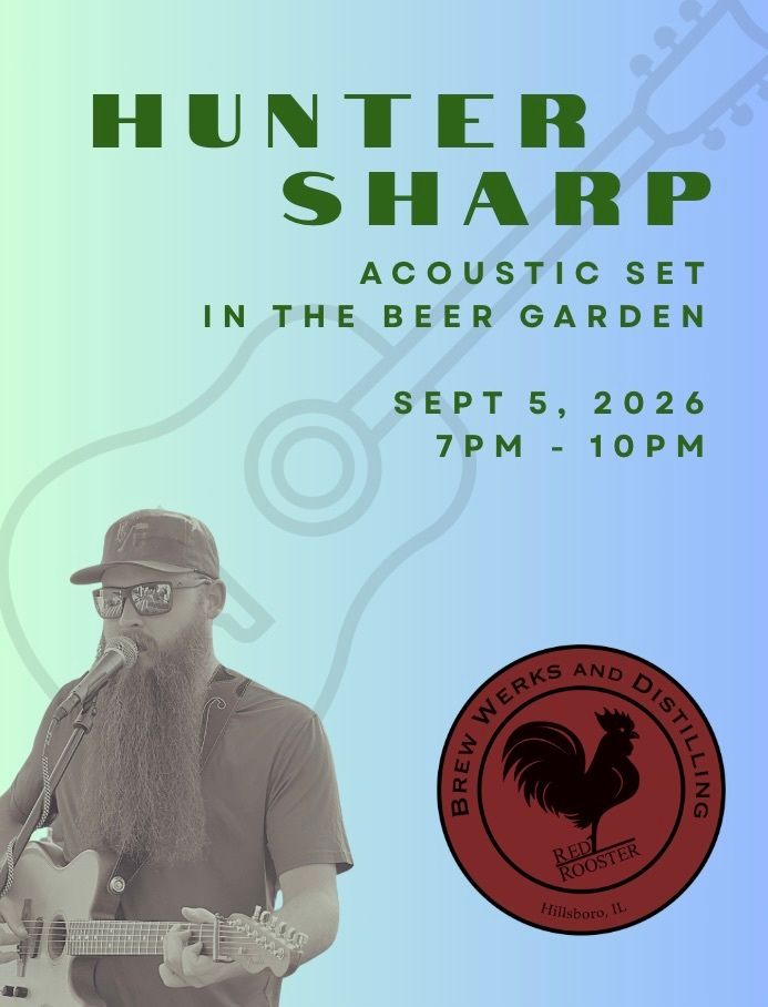 HistoricRooster's tweet photo. Hunter Sharp will BE HERE this Saturday night 9/5/26 at 7P.

Come on out and enjoy some dinner, a few beers, and his amazing talent. 

🍻🍔🎸

#CraftBeer #LiveMusic #LocalLiveMusic https://t.co/cIiOO5snYq