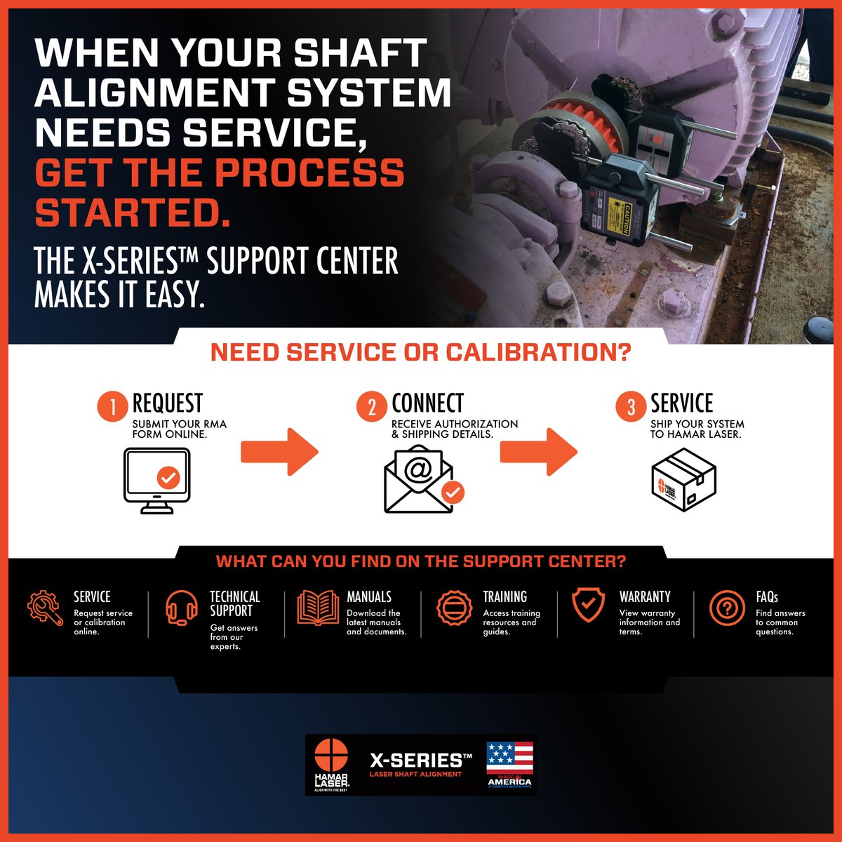 XSeriesAlign's tweet photo. Need service or calibration for your X-Series™ system?

Start the RMA process online through the X-Series Support Center. You’ll also find technical support, manuals, training, warranty information and more.

https://t.co/WvhcShhN5n

#ShaftAlignment #HamarLaser https://t.co/hHxn2DEmsf