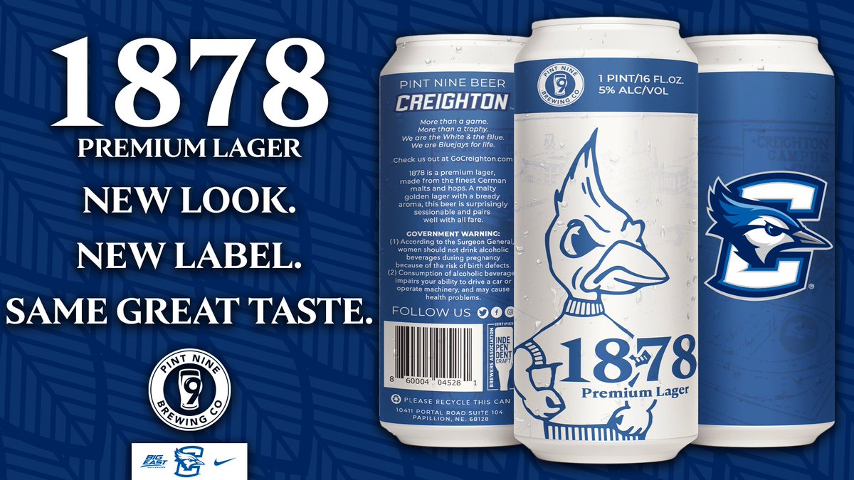 gocreighton's tweet photo. New Look. New Label. Same Great Taste. 

Introducing the new 1878 premium lager label in partnership with @PintNine brewing.

Learn more: https://t.co/ngSOInvPL0 https://t.co/cl6n7ND3lP