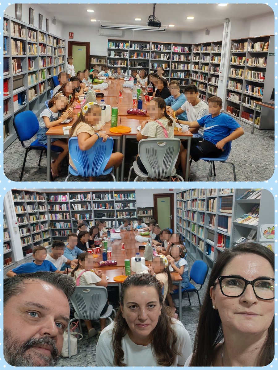 BpmLos's tweet photo. Comparto unas fotos de nuestra «Fiesta de Pijamas en la Biblioteca Municipal 2026» 🥳😴⛺

Cenamos, jugamos, charlamos, cantamos, bailamos,... ¡Menos dormir, casi de todo! 😂

Hasta salimos a ver el eclipse un ratito, que se veía muy bien (aunque en las fotos no lo parezca 🤦🏼‍♀️). https://t.co/UOUVplU72a