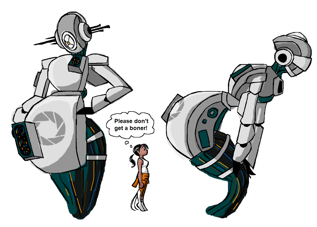 QuietTomato's tweet photo. glados looks good in both angles because sometimes she looks like a beautiful fat robot and then she looks like she's throwing it back https://t.co/jTRRmvkMaG