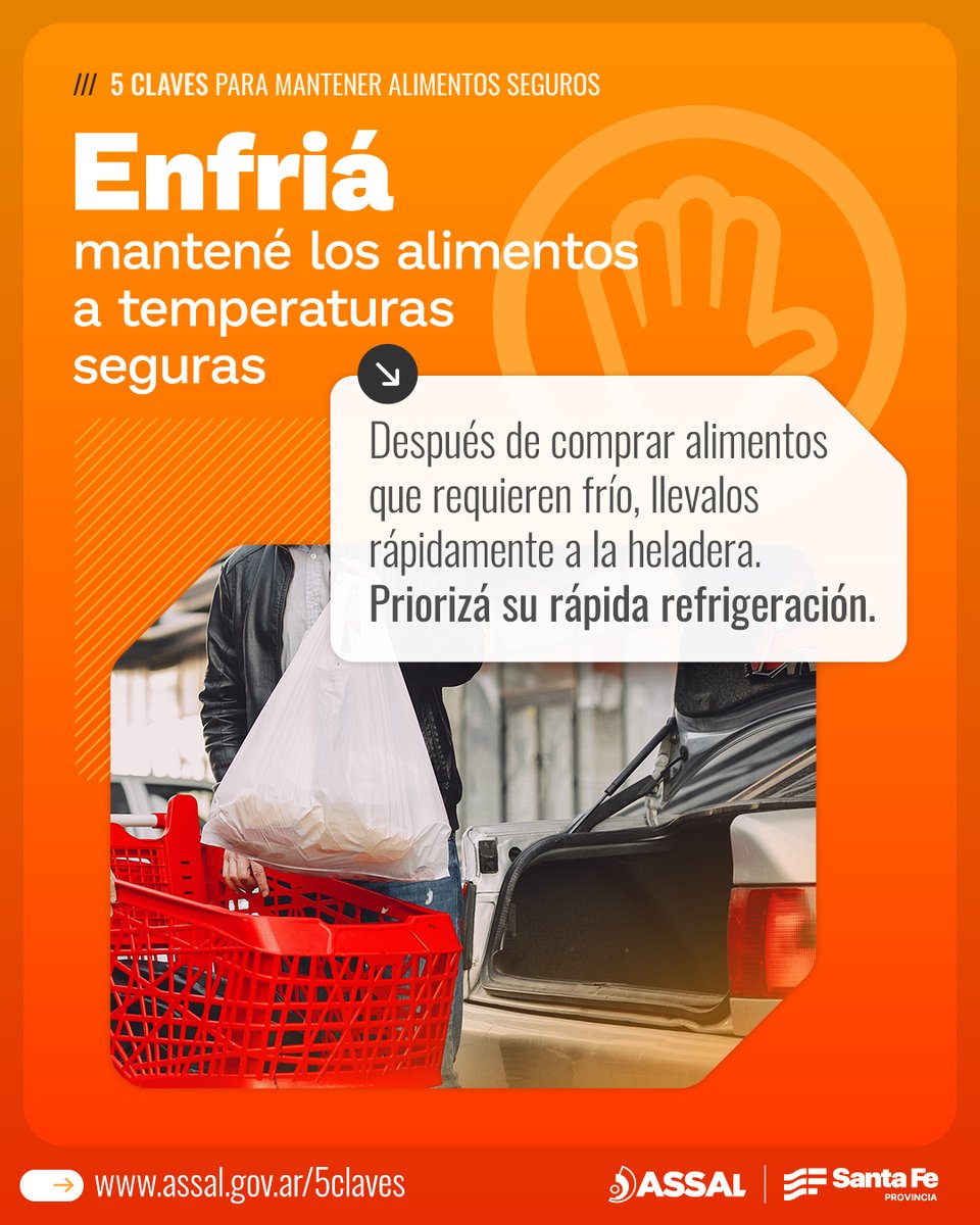 assalsantafeok's tweet photo. ❄️Los alimentos que requieren frío no deben permanecer mucho tiempo a temperatura ambiente, ya que esto favorece el crecimiento de microorganismos que pueden afectar su inocuidad.
🚫Evitá hacer otros trámites o dejar las compras en el vehículo por períodos prolongados. https://t.co/khFQDiNxPr