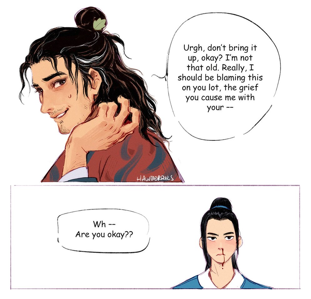 hawberries_'s tweet photo. [AWCT / 八仙] okay so as long as zhongli quan is at least in his 30s then it is justifiable, and in fact i would argue it's ethical, for me to draw this fanart 

#allwishescometrue #宾权 https://t.co/gBRbwo5UWo
