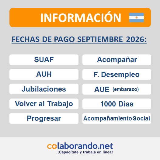 ColaborandoNet's tweet photo. Fechas de Pago SEPTIEMBRE 2026: https://t.co/0K18LQPHW9 https://t.co/MBR8ehHtWN