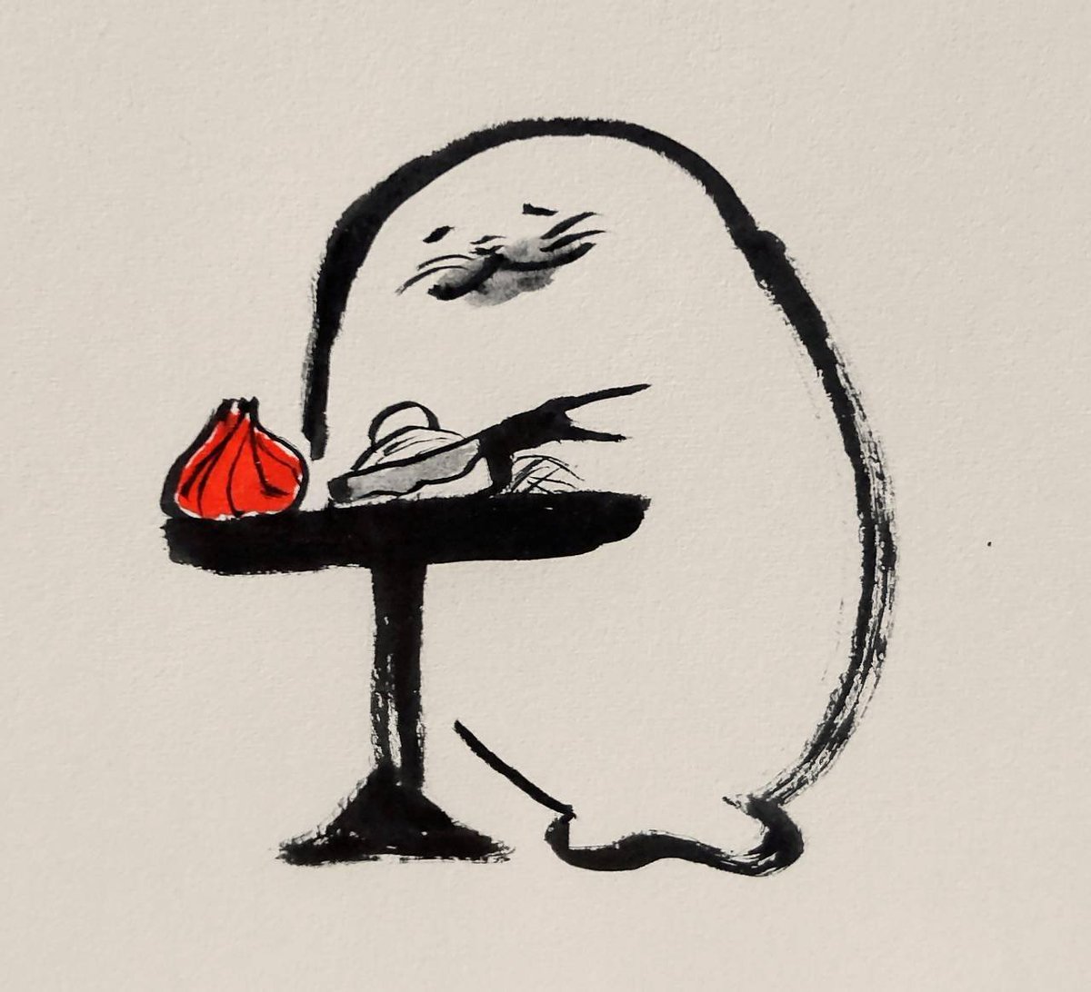 jissunboshi96's tweet photo. 玉ねぎを切っていたら、涙が止まらなくなったアザラシを描きました。 https://t.co/Q3pbpqaowy