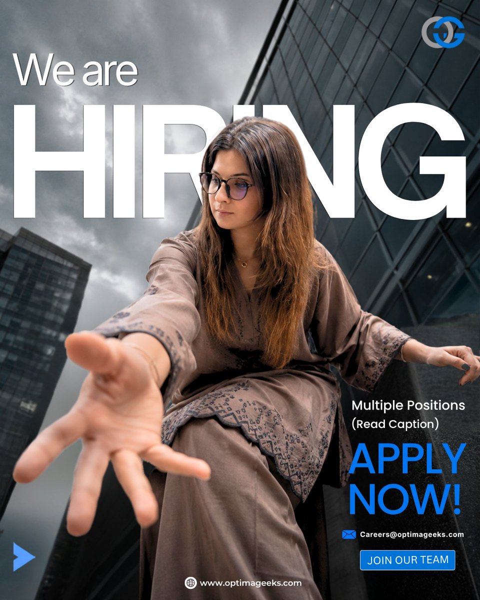 optimageeks's tweet photo. 🚀 OptimaGeeks is expanding!

We’re hiring:

• Upwork Bidder — 1–2 Years
• SEO Specialist — 1–2 Years
• Software Sales Consultant — 2+ Years
• Junior Accountant — 6+ Months
Ready to grow with a technology-driven team?
📩 Send your CV to: careers@optimageeks.com
#OptimaGeeks https://t.co/KQrIVPnZg7