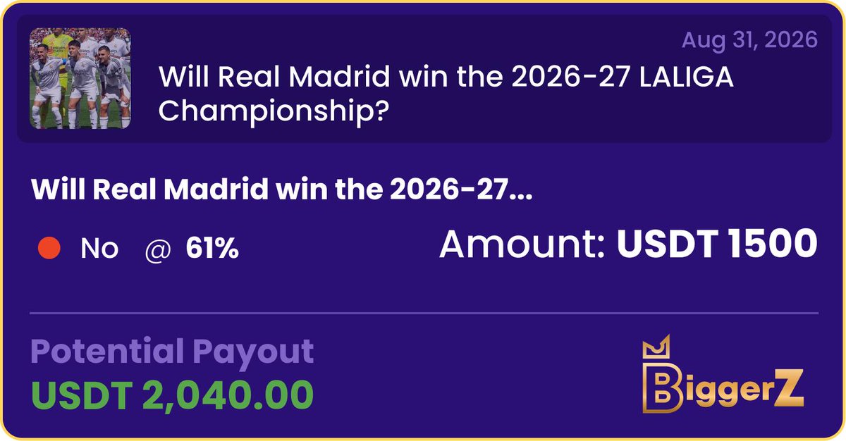 AvatarGemz's tweet photo. seeing these Polymarket odds is comedy at this point. switched to BiggerZ for the la liga predictions, https://t.co/h6Atk6Xy18