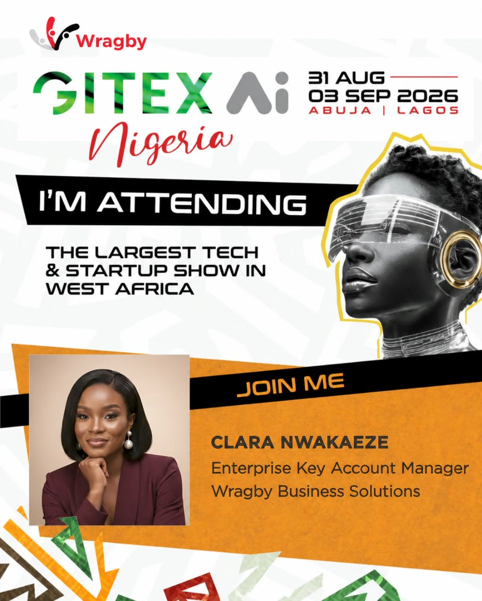 WragbyNg's tweet photo. The countdown is on, and our Team Wragby are getting ready to join the conversations shaping the future of technology and business.

If you're attending GITEX NIGERIA - The Largest Tech & Startup Event in West Africa 2026, come connect with our team, exchange ideas, and explore opportunities to create meaningful impact together.

See you tomorrow!

#GITEXNigeria #GITEX #Wragby #Technology #Innovation #DigitalTransformation #BusinessGrowth #TechNigeria