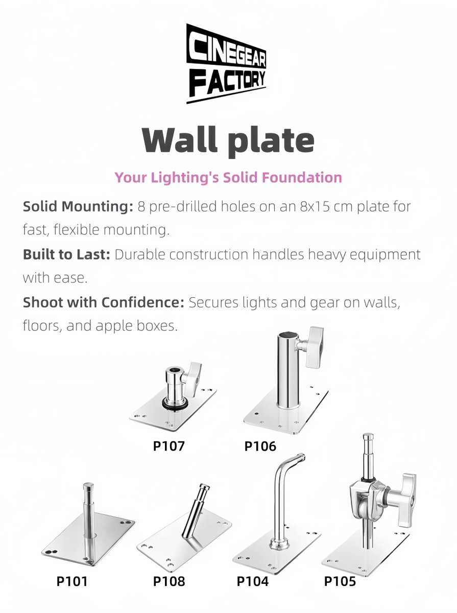 cinegearfactory's tweet photo. @cinegearfactory Wall plate
Your Lighting's Solid Foundation💡
💯Solid Mounting: 8 pre-drilled holes on an 8x15 cm plate for fast, flexible mounting.
💯Built to Last: Durable construction handles heavy equipment with ease.
#WallPlate #lightwallplate #lightgrip #studioequipment https://t.co/EI9UL20xUR