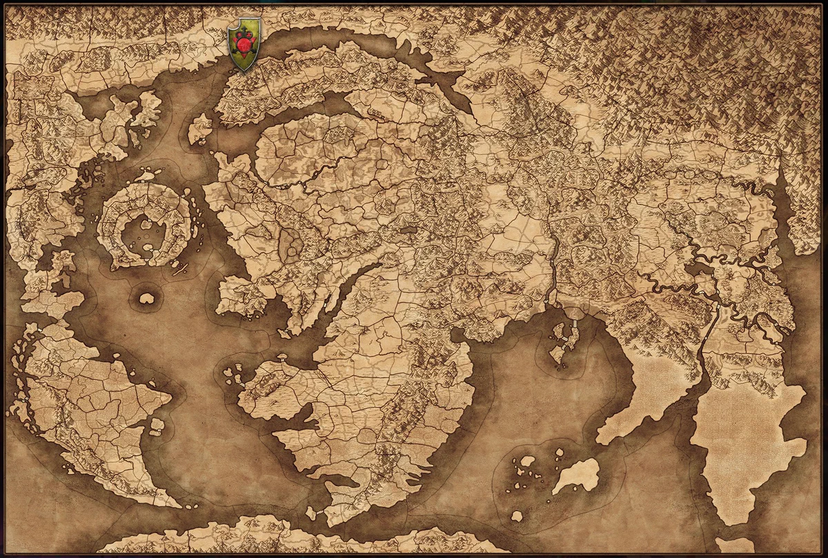 Image of the Total War Warhammer 3 Immortal Empires campaign map with the Glottkin’s faction icon pinned at his starting position in the Helspire Mountains.