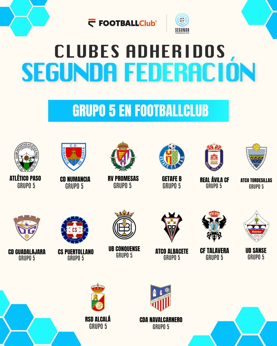 FootballClub's tweet photo. 👏 Semana de Segunda Federación  

😍 Estos son todos los clubes adheridos de momento y no van a parar los anuncios en esta última semana  

➡️ ¿Quién te falta? Menciona en comentarios  

#MiEquipoSegundaFederación https://t.co/ufxJ7MtY0h
