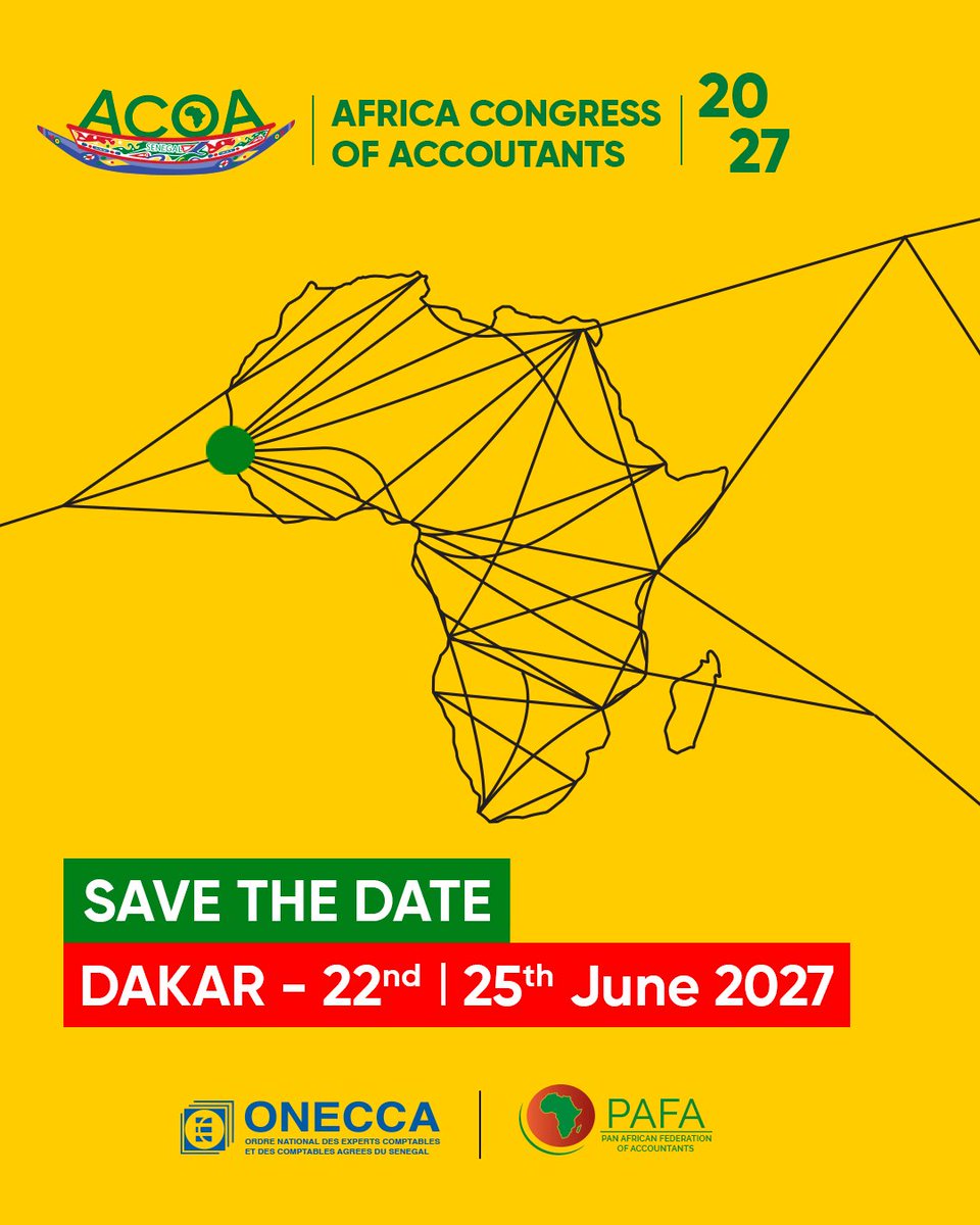 ACOA_Official's tweet photo. SAVE THE DATE !!!
Une date à inscrire dès aujourd'hui dans votre agenda. 
📅ACOA 2027 : Du 22 au 25 juin 2027
📍Dakar, Senegal
—----------------------------

SAVE THE DATE !!!
A date to mark on your calendar today.
📅 ACOA 2027: June 22nd - 25th, 2027
📍Dakar, Senegal https://t.co/m4ZGafPF6N