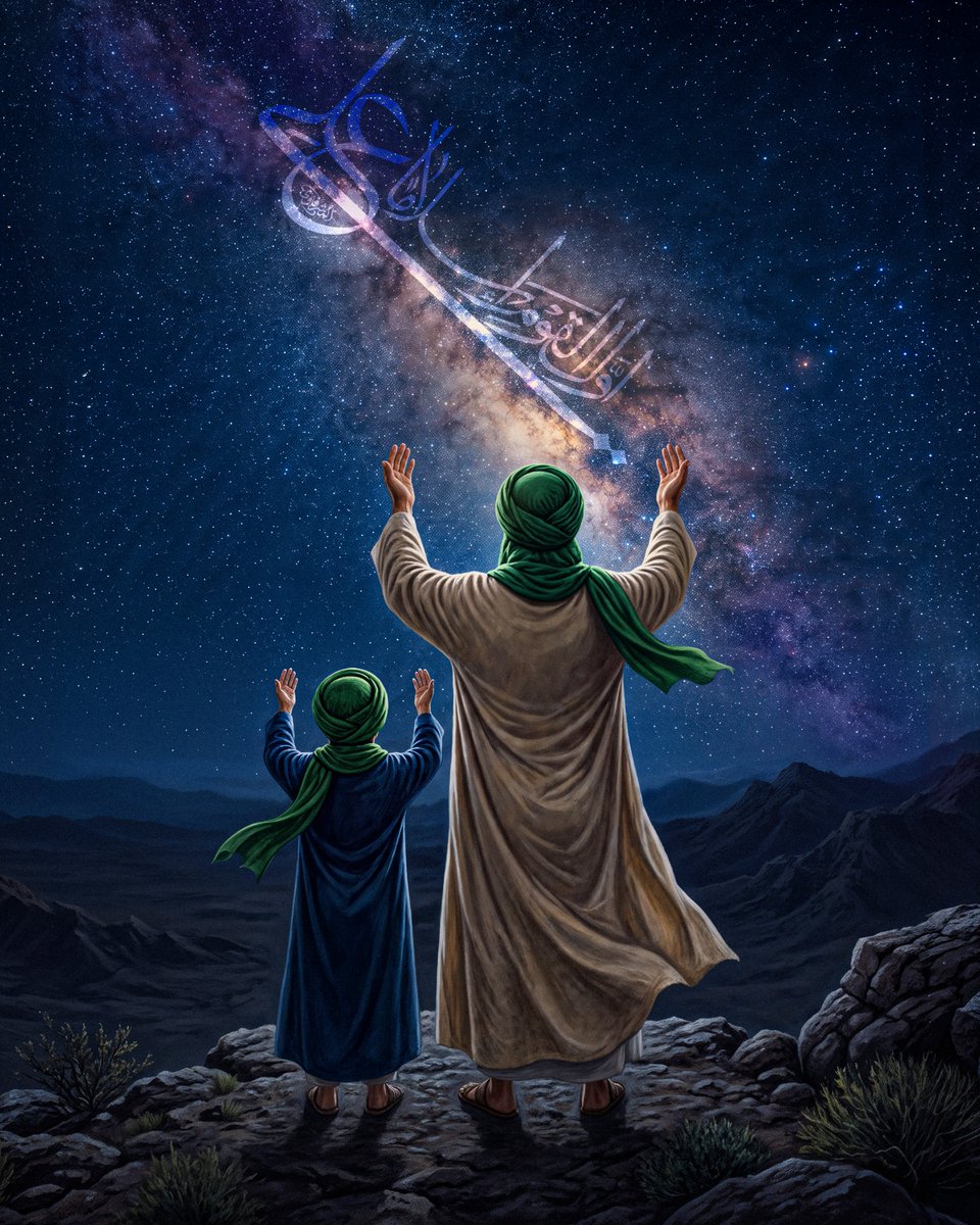 imamhussainorg's tweet photo. في ليلةٍ تزيّنت بالنجوم، وامتدّ فيها نور الوحي من السماء إلى الأرض، وقف رسول الله محمد (صلّى الله عليه وآله) وإلى جانبه الإمام علي (عليه السلام)، يرفعان أكفّهما إلى السماء بالدعاء، في مشهدٍ تختصره الطمأنينة ويحيط به نور الرسالة.

ومنذ اللحظة الأولى، كان الإمام عليٌّ (عليه السلام) أول من آمن برسول الله (صلّى الله عليه وآله)، وأول من صدّق برسالته، وأول قلبٍ استجاب لنور الرسالة، وأول من وقف إلى جانبه في طريق الدعوة.

كنورٍ في السماء، أوّلُ القوم إسلاماً وإيماناً عليٌّ (عليه السلام)، فهنيئاً لليلةٍ شهدت بزوغ الرسالة، ولعليٍّ (عليه السلام) الذي كان أول قلبٍ أضاء بنورها، وأول يدٍ امتدت لنصرة رسول الله (صلّى الله عليه وآله).

#رسول_الله
#الامام_علي
#العتبة_الحسينية_المقدسة