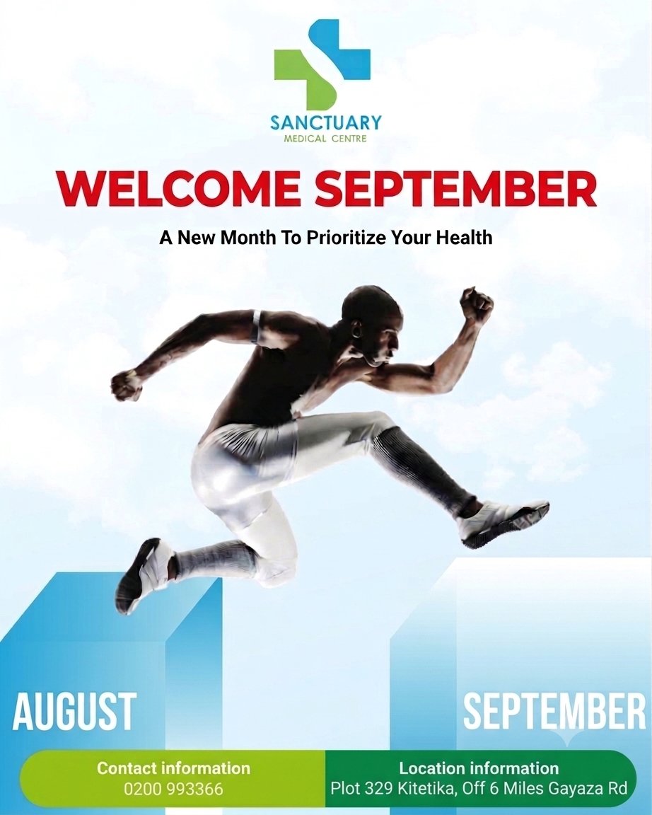 SMC_UG's tweet photo. New month. New energy. New commitment to your health. 

This September, don’t just chase your goals make your health part of the journey. https://t.co/QeMM9blx5U