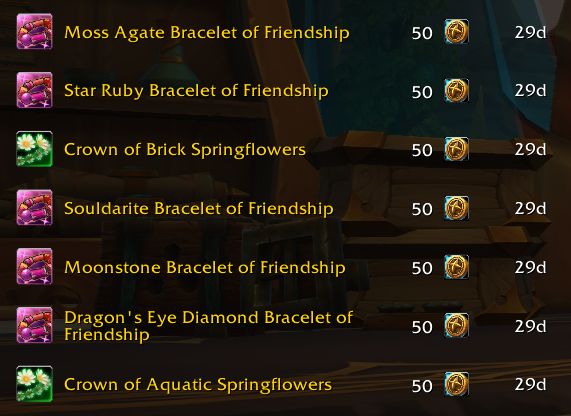 NotAmberBerries's tweet photo. The Trading Post went from one of the best features to one of the worst. Prices are out of control.

There are 1500+ tenders of weapons this month.

250 tenders of bracelets???

Each should've been a bundle for 100 tenders.

Generic tabard but red should be 35 tenders MAXIMUM. https://t.co/AdP4SuxQXD