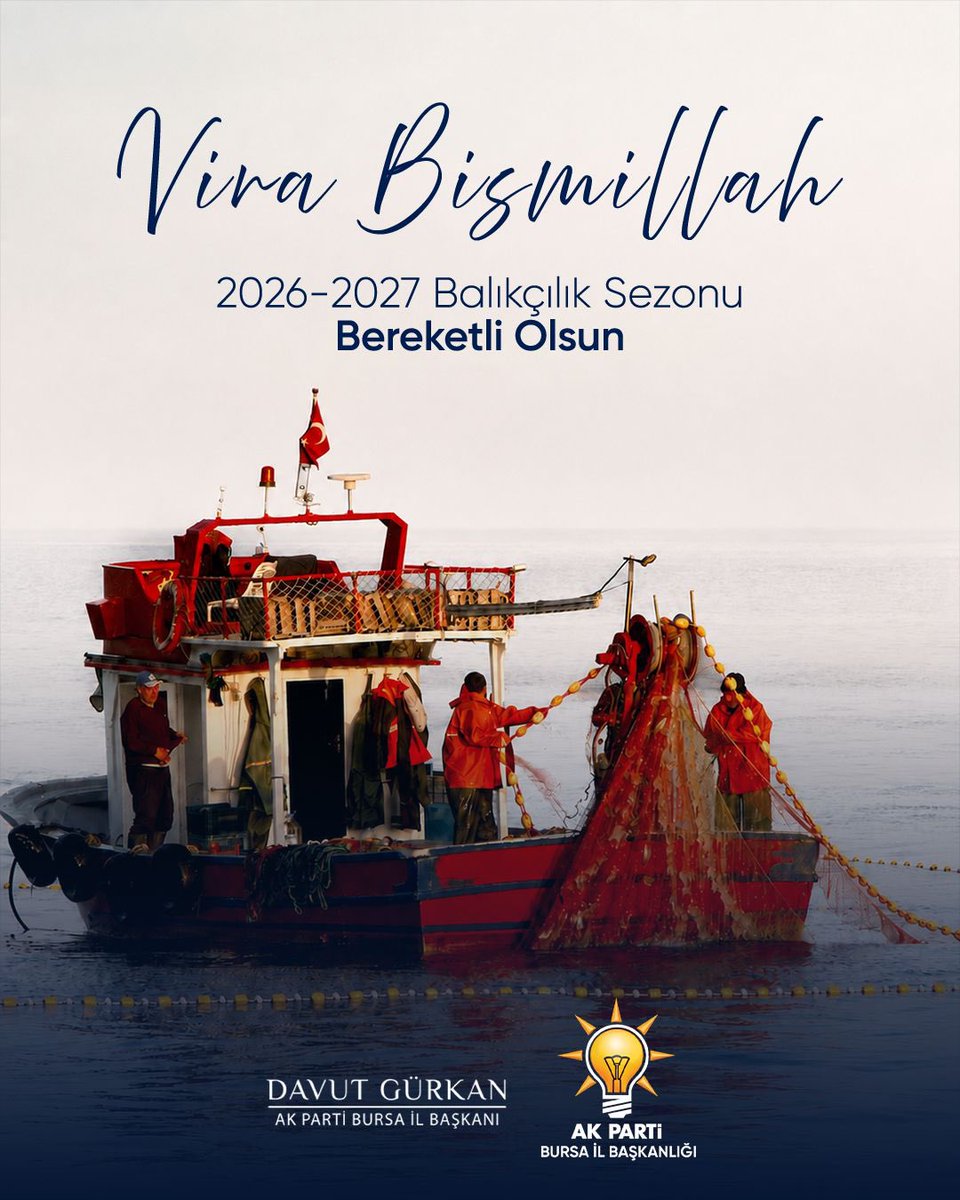 davutgurkan's tweet photo. Vira Bismillah! 🌊🎣

2026–2027 balıkçılık av sezonunun tüm balıkçılarımıza hayırlı, bereketli ve bol kazançlı olmasını diliyorum. Rızkınız bol, yolunuz açık, ağlarınız bereketli olsun. Rastgele! ⚓️ https://t.co/JXsAoK8KVf