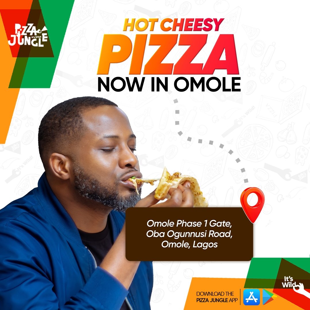 PizzaJungleNG's tweet photo. Omole, your pizza plug has landed!
Pizza Jungle is now OPEN and ready to serve you the good stuff.
#nowopen #pizzajungle #omole https://t.co/lxlBkIKtaK