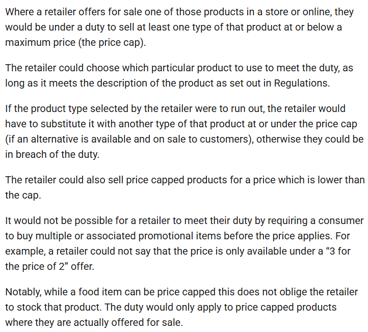 maxtempers's tweet photo. Under the SNP's new food price cap scheme, if Tesco's cheapest 75p own-brand loaf sells out, it would be legally required to immediately start selling its next-most-expensive loaf for 75p ("real-time adaptability to pricing"); and if that sells out, it has to discount another. 

The price caps will be set by the Scottish govt on up to 50 "essential items" and the only way for a store to avoid this cascade is to take the rest of the loaves off the shelves and not sell any bread, which the SNP itself recognises could be an issue.