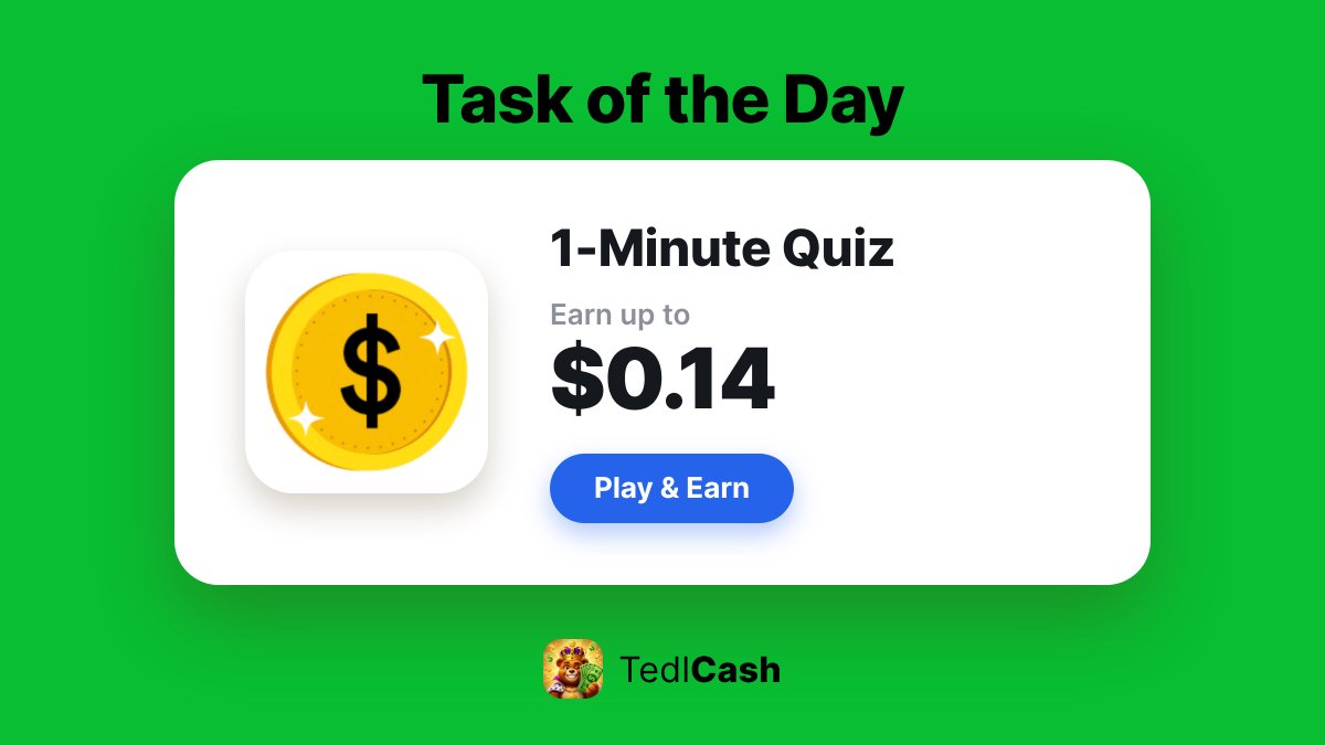 TedlCash's tweet photo. Today's pick: 1-Minute Quiz 🐻
Complete it, get paid.

Jump in: 👉 https://t.co/fM6hwmpFLZ https://t.co/kQcw6IUtTY