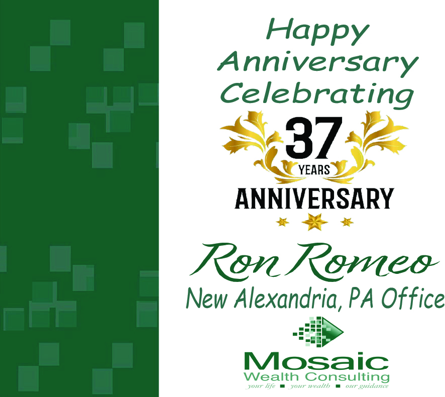 mosaic_wealth's tweet photo. Let's come together to celebrate Ron Romeo on his work anniversary! Ron has dedicated 37 years to being a private wealth advisor, with 22 of those years spent with Mosaic Wealth Consulting. Happy Anniversary Ron! https://t.co/Jot7YDivh0