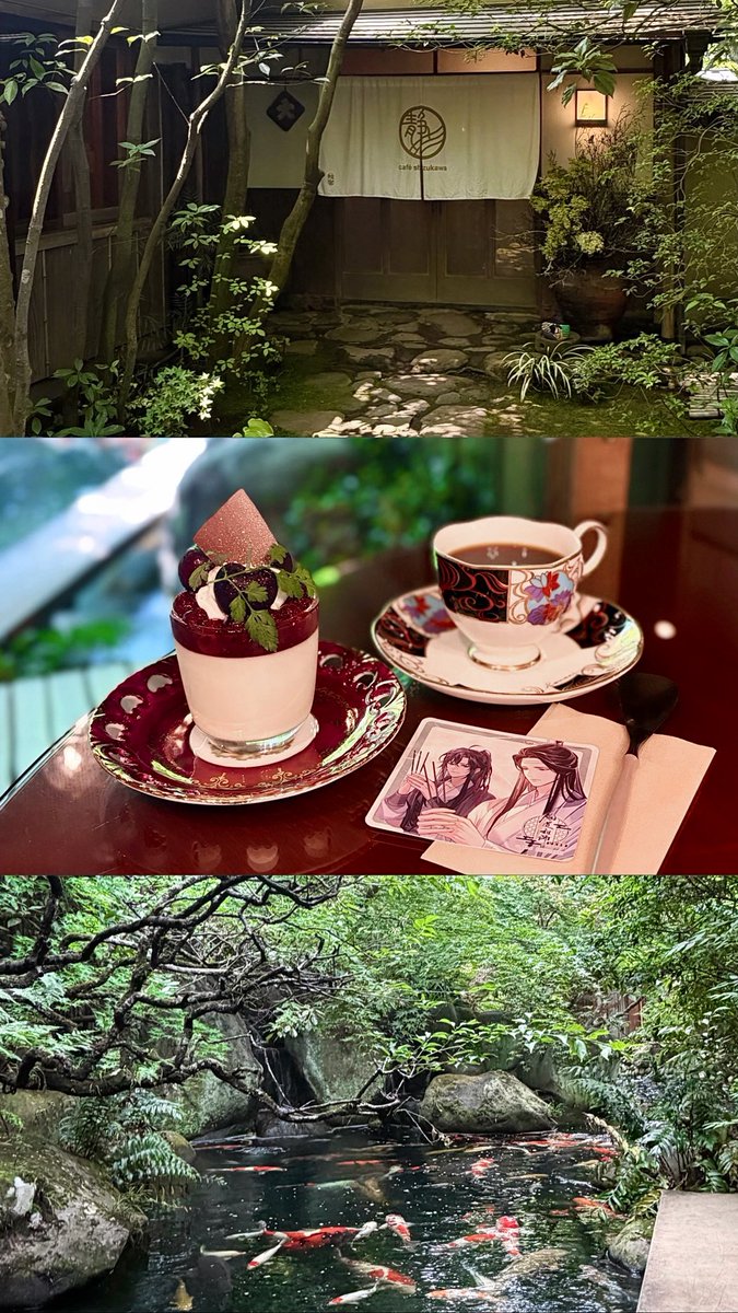 Rz9zy's tweet photo. 住所非公開の隠れ家カフェ🌿
 (忘羨とモリミュの異文化併せを添えて)
スイーツデザインは華やか､お味は上品♩何より店構が素敵で 静かな空間の中贅沢な時間を過ごせました…♡ https://t.co/5uj0HDj11E