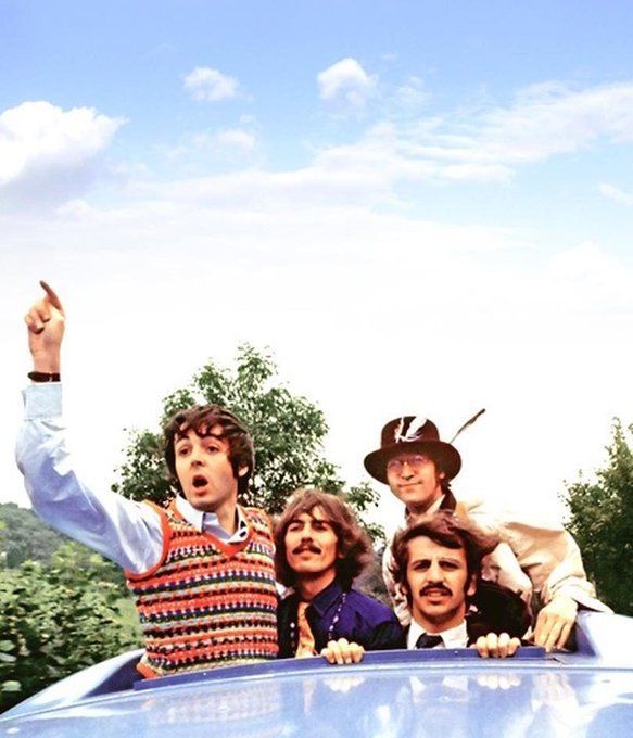BeatlesEarth's tweet photo. Today in 1967, all four Beatles met at Paul's home to discuss the future of the band after their manager Brian Epstein's untimely death.

They devised a plan to move forward with a project called "Magical Mystery Tour" and decided to postpone a trip to India until later on… https://t.co/03MdsTaL9k