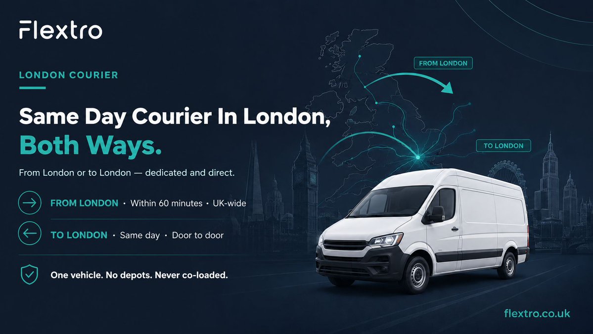Flextro_ltd's tweet photo. Same-day courier in London, both ways. 🚚
📍 FROM London → collected within 60 mins, delivered UK-wide
📍 TO London → sent in same day, door to door
Dedicated, direct, never co-loaded.
#SameDayCourierLondon https://t.co/UHV7xUxQRA