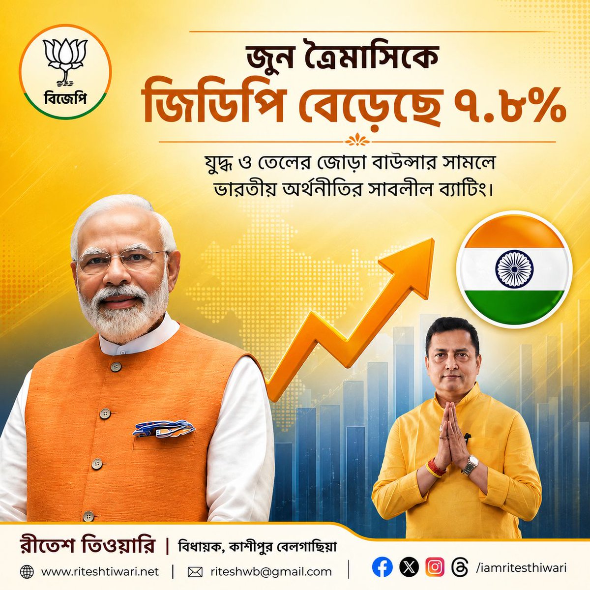 IamRiteshTiwari's tweet photo. মাননীয় প্রধানমন্ত্রী শ্রী নরেন্দ্র মোদি জির নেতৃত্বে দ্রুত এগিয়ে চলেছে ভারতের অর্থনীতি।
#KashipurBelgachia  

@narendramodi @BJP4India https://t.co/Pyb7bu82rW