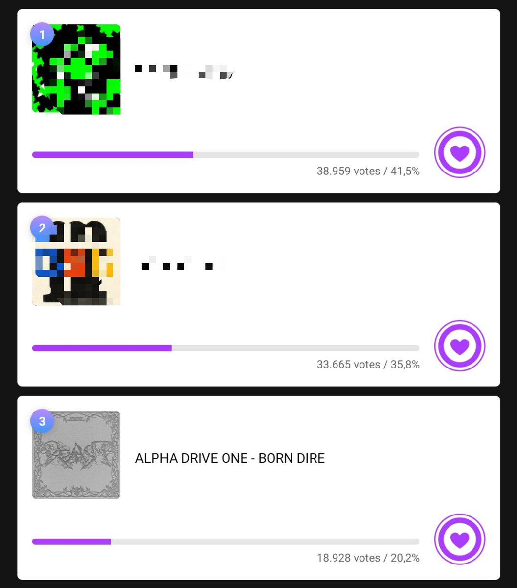 ALD1VTINA's tweet photo. [📢] MUBEAT - PRE-VOTE MUSIC CORE

ALLYZ Pre-Vote Music Core sudah dibuka! Jangan lupa untuk vote ALPHADRIVEONE - BORN DIRE hari ini di Mubeat! 

📱 Mubeat
📅 ~ 3 September, 09.00 WIB
🎟️ 1 Vote = 3 Heartbeats
🏆 Ranking #3 - 20.2%
🔗 https://t.co/OwRl9Cg0Q9

#BORN_DIRE 
#UNBREAKABLE_少年BEAST
#ALPHADRIVEONE #ALD1 
#알파드라이브원 @ALD1_official
