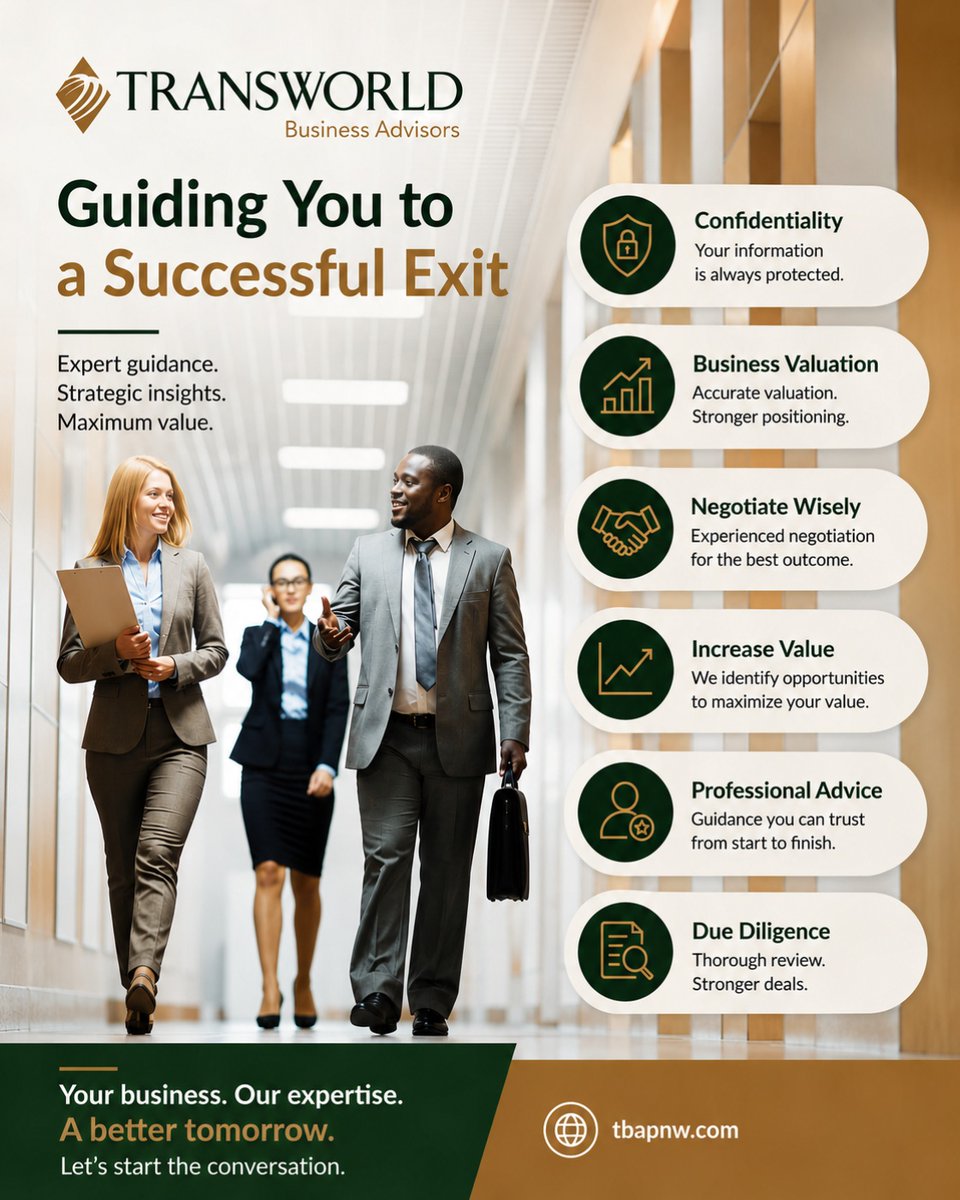tbapnw's tweet photo. Sell your Alaska business with confidence.

With proven strategies and a deep understanding of the market, we guide you through every step of the process, from preparing your business for sale to navigating negotiations and closing the deal. https://t.co/KqClPV0Wla