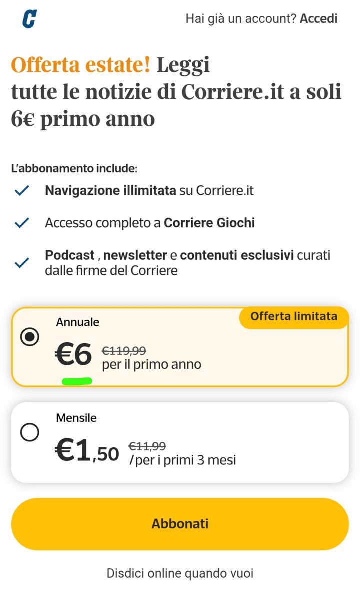 baldus69's tweet photo. @Corriere fai la pace con te stesso. L'offerta è 6 o 69,99 euro all'anno? https://t.co/jWdU3XJVsn