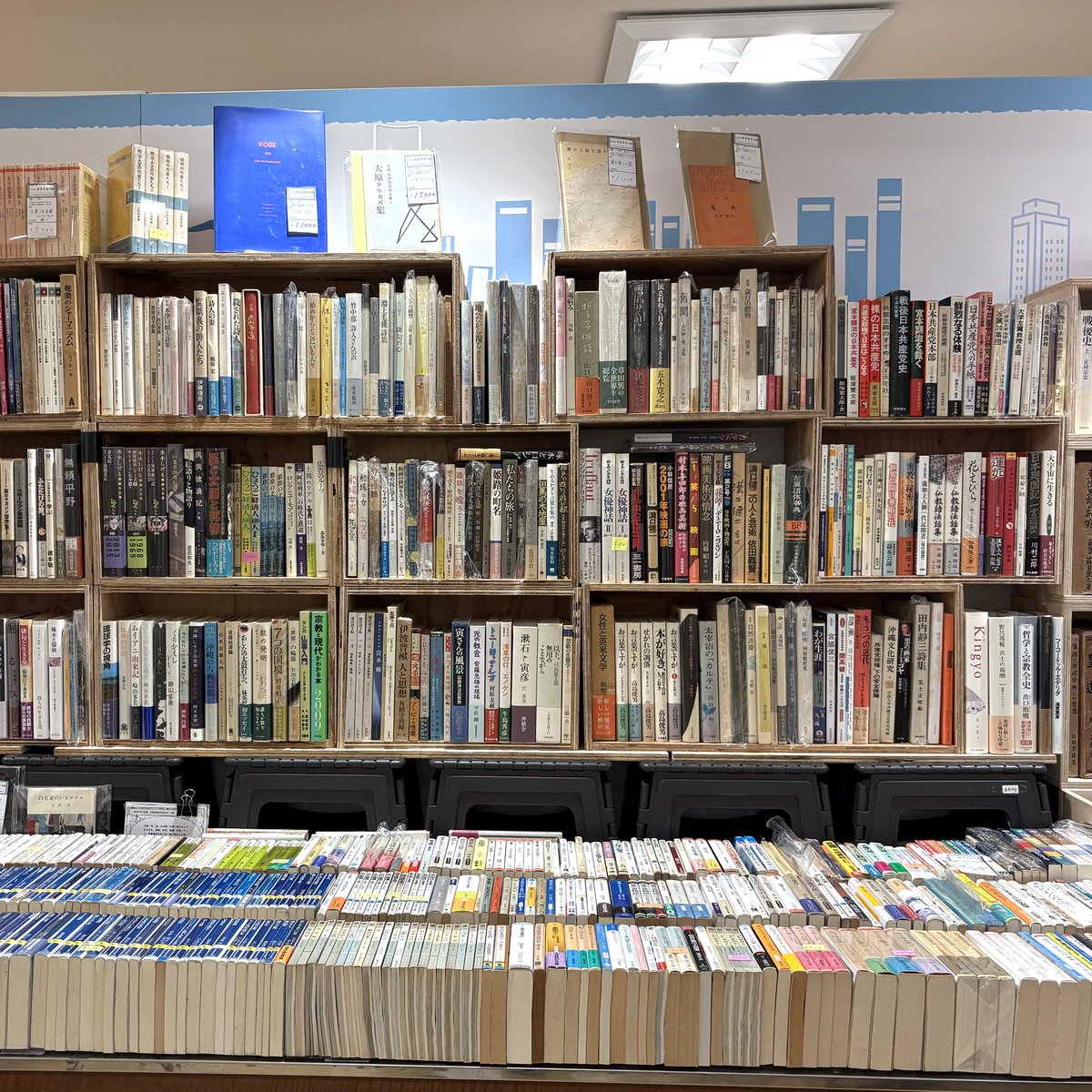 amakawa_bunko's tweet photo. 9月2日～9月7日
「こうべの古書ノ市｣
神戸阪急 本館9階 催場にて、明日9/2 10:00よりスタートします🐢🐢💨

あまかわ文庫、設営完了しました😤

面白い棚になっていると思います。
ぜひ、見に来てください😎🤟 https://t.co/5atcjkAuWf