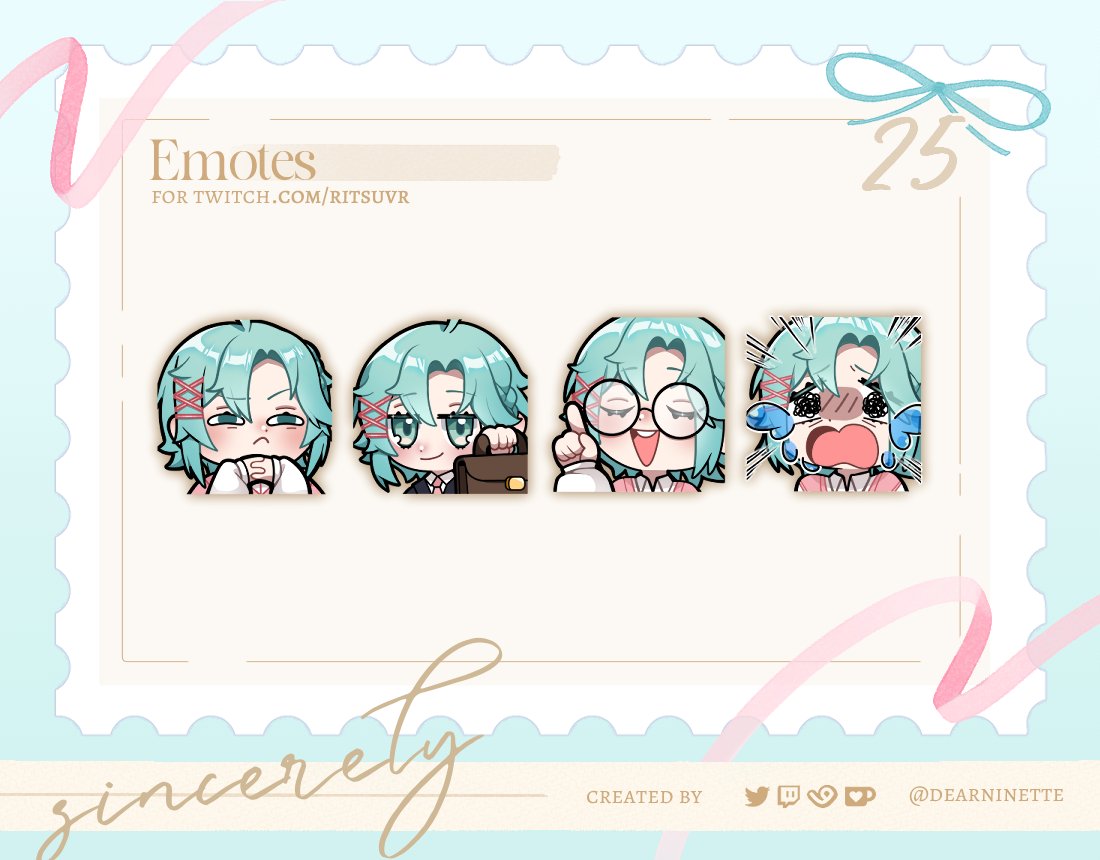 dearNinette's tweet photo. ────────꒰﹕ ୨୧﹕ ꒱────────
【 𝐄𝐌𝐎𝐓𝐄 𖹭 𝐒𝐀𝐋𝐄 】

🍃Did you know that I can draw? Right now, I'm offering 15% off a set of 4 custom emotes .ᐟ.ᐟ
⠀⠀〃 sale ends on 09/08 @ 10:00 pm UTC-5

╰┈➤ shop at vgen .co/dearNinette or through DMs🪻