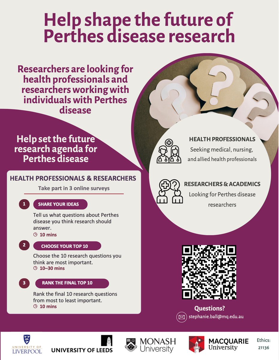 STEPS_Charity's tweet photo. What should Perthes' disease research be asking next?🦴💭

👨‍👩‍👧Do you/your child have Perthes' disease, or had it in the past?

👩‍⚕️Are you a healthcare professional who cares for children with Perthes' disease?

👉 Help shape future research
https://t.co/PVIJaPOzcw

#PerthesDisease https://t.co/ZhtxSnyyzV