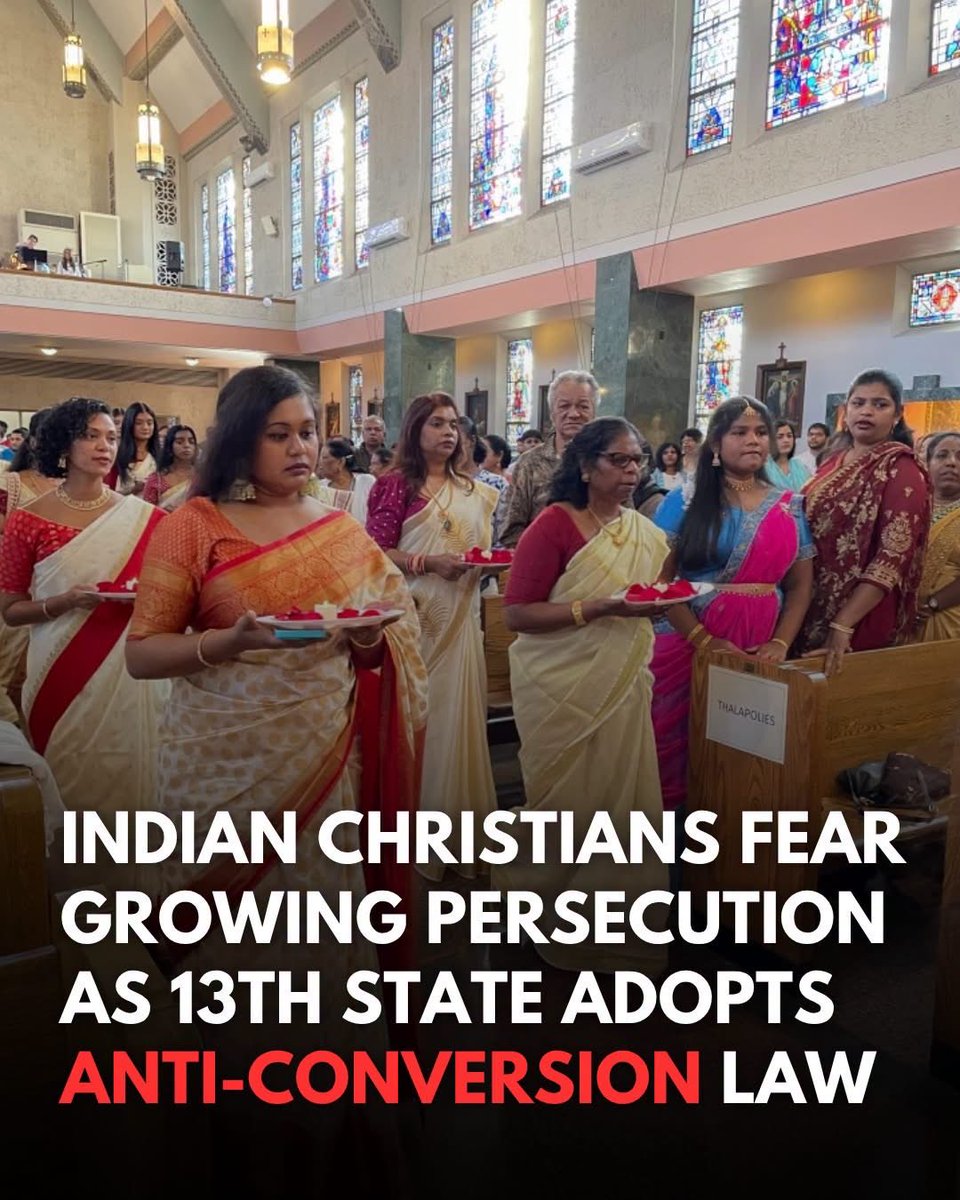 TheJonahProjec2's tweet photo. Shame on @RSSorg , @BJP4India , @BJP4Maharashtra 

Outside India we are all one family, in India treat Indian Christians as second class citizens.

About 4,000 churches in Maharashtra, India, are asking worshippers to sign forms declaring they attend services “purely by personal choice” as the state’s new anti-conversion law takes effect.

Church leaders say the declarations can help defend pastors against accusations of forced conversion. Dolphy D’Souza called them “the least safety measure we can take to protect us from legal proceedings.” Some churches have also installed security cameras after reported attacks and disruptions.

The law prohibits conversions involving coercion, fraud or inducement, with repeat offenders facing up to 10 years in prison. Christian groups fear it could be misused against ordinary prayer meetings and religious minorities. Similar anti-conversion laws now exist in 13 Indian states.
