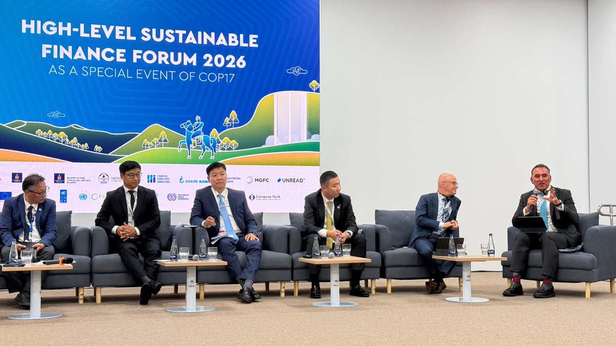 EBRDgreen's tweet photo. At @UNCCD #COP17Mongolia, we brought together financial institutions, businesses, policymakers &amp; development partners to discuss how we can help tackle climate risks, support biodiversity, strengthen water stewardship  and build resilience across landscapes and value chains. https://t.co/OyE1foUR2C