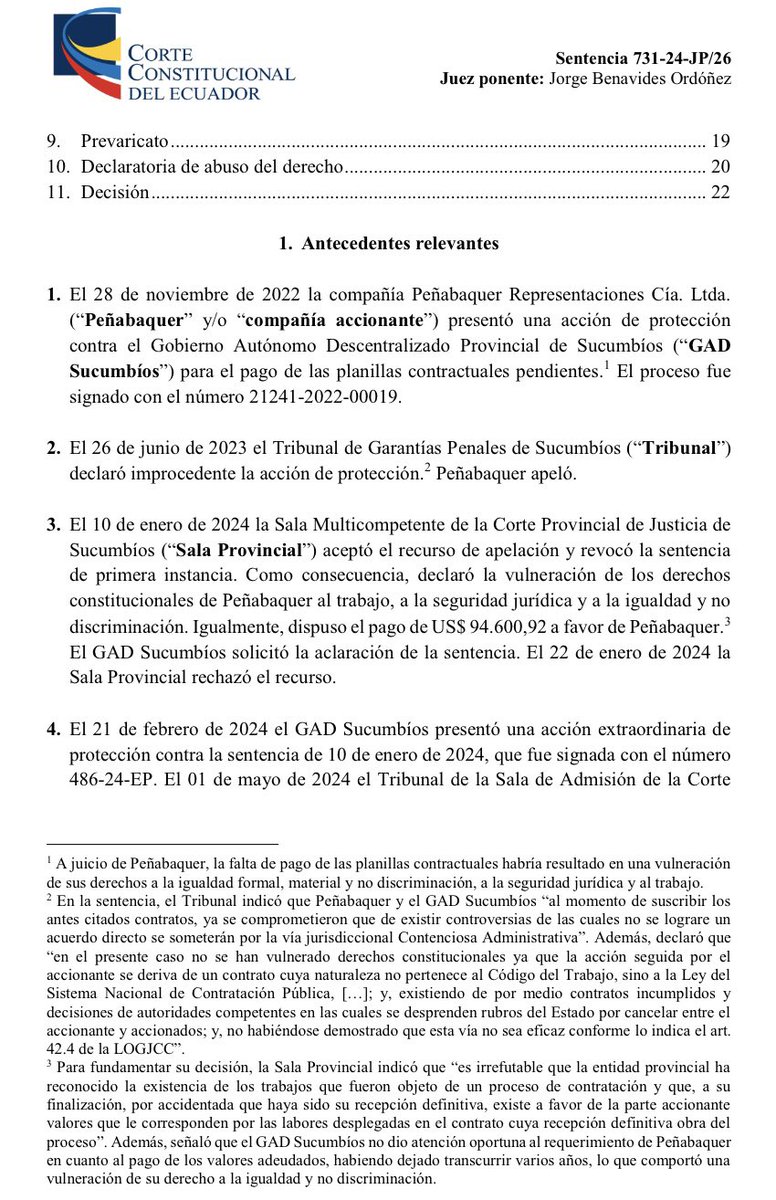 VeronicaLHM's tweet photo. #LaCortedice que es manifiestamente improcedente presentar una acción de protección para reclamar la falta de pago de planillas de un contrato público.
Sentencia No. 731-24-JP/26 https://t.co/OLotWjOHHv